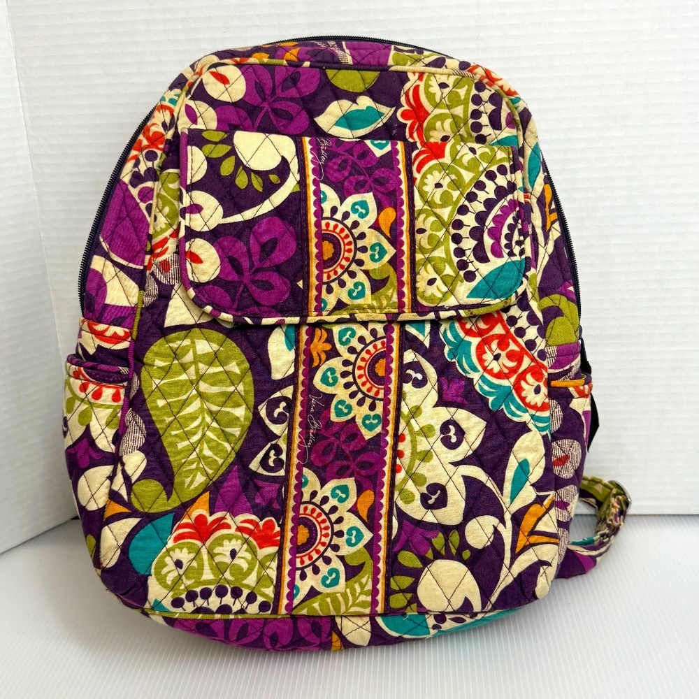Vera Bradley Plum Crazy 14" Campus Backpack Carry On Bag Back To School